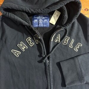American Eagle Full Zip Hoodie Sweatshirt Men's XL Jacket Athletic Fit Black NEW